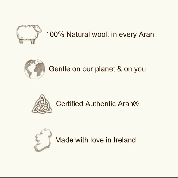 Aran Celtic NWT Infinity Cream Color 100% Merino Wool Made in Ireland Very Soft - Picture 9 of 13